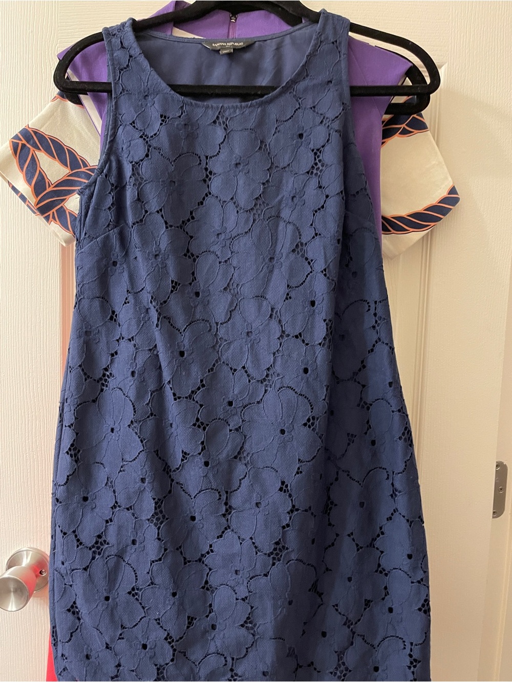 Banana Republic Navy Floral Lace Sleeveless Dress